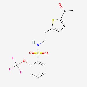 molecular formula C15H14F3NO4S2 B2630376 N-(2-(5-acetylthiophen-2-yl)ethyl)-2-(trifluoromethoxy)benzenesulfonamide CAS No. 2034493-63-3