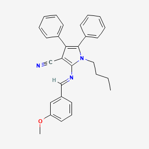 molecular formula C29H27N3O B2630378 1-butyl-2-[(E)-[(3-methoxyphenyl)methylidene]amino]-4,5-diphenyl-1H-pyrrole-3-carbonitrile CAS No. 477887-45-9