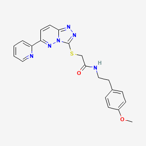 molecular formula C21H20N6O2S B2630380 N-(4-methoxyphenethyl)-2-((6-(pyridin-2-yl)-[1,2,4]triazolo[4,3-b]pyridazin-3-yl)thio)acetamide CAS No. 894056-77-0