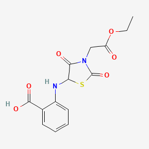 molecular formula C14H14N2O6S B2630387 2-((3-(2-Ethoxy-2-oxoethyl)-2,4-dioxothiazolidin-5-yl)amino)benzoic acid CAS No. 1009605-39-3