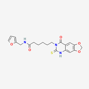 molecular formula C20H21N3O5S B2630388 N-(furan-2-ylmethyl)-6-(8-oxo-6-thioxo-5,6-dihydro-[1,3]dioxolo[4,5-g]quinazolin-7(8H)-yl)hexanamide CAS No. 688053-91-0