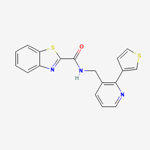 molecular formula C18H13N3OS2 B2630391 N-((2-(thiophen-3-yl)pyridin-3-yl)methyl)benzo[d]thiazole-2-carboxamide CAS No. 2034344-08-4