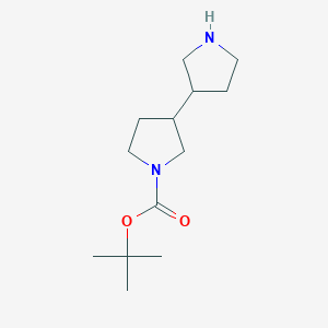 molecular formula C13H24N2O2 B2630410 Tert-butyl 3-(pyrrolidin-3-yl)pyrrolidine-1-carboxylate CAS No. 1251007-00-7