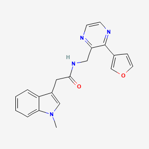 molecular formula C20H18N4O2 B2630424 N-((3-(furan-3-yl)pyrazin-2-yl)methyl)-2-(1-methyl-1H-indol-3-yl)acetamide CAS No. 2034500-45-1