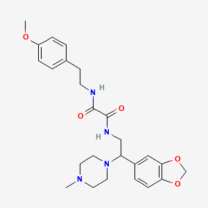 molecular formula C25H32N4O5 B2630425 N-[2-(2H-1,3-benzodioxol-5-yl)-2-(4-methylpiperazin-1-yl)ethyl]-N'-[2-(4-methoxyphenyl)ethyl]ethanediamide CAS No. 896340-60-6