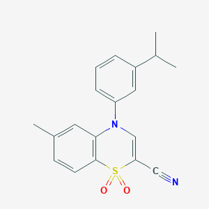 molecular formula C19H18N2O2S B2630427 6-methyl-1,1-dioxo-4-[3-(propan-2-yl)phenyl]-4H-1lambda6,4-benzothiazine-2-carbonitrile CAS No. 1251581-72-2