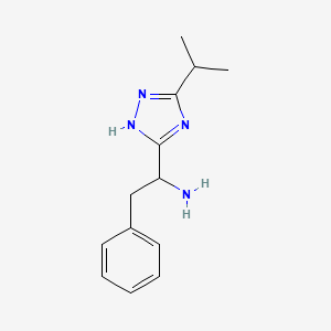 B2630431 2-phenyl-1-[5-(propan-2-yl)-1H-1,2,4-triazol-3-yl]ethanamine CAS No. 1674389-84-4