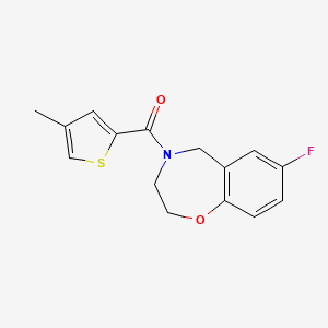molecular formula C15H14FNO2S B2630433 (7-fluoro-2,3-dihydrobenzo[f][1,4]oxazepin-4(5H)-yl)(4-methylthiophen-2-yl)methanone CAS No. 2034605-12-2