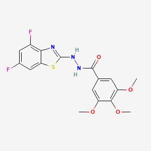 molecular formula C17H15F2N3O4S B2630439 N'-(4,6-difluoro-1,3-benzothiazol-2-yl)-3,4,5-trimethoxybenzohydrazide CAS No. 851988-24-4
