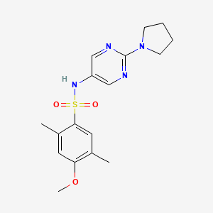 molecular formula C17H22N4O3S B2630443 4-methoxy-2,5-dimethyl-N-(2-(pyrrolidin-1-yl)pyrimidin-5-yl)benzenesulfonamide CAS No. 1396813-93-6