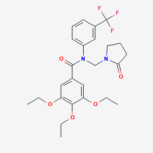 molecular formula C25H29F3N2O5 B2630447 3,4,5-triethoxy-N-[(2-oxopyrrolidin-1-yl)methyl]-N-[3-(trifluoromethyl)phenyl]benzamide CAS No. 863001-75-6
