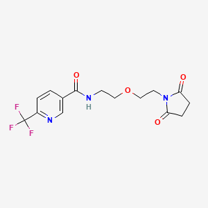 molecular formula C15H16F3N3O4 B2630448 N-(2-(2-(2,5-二氧代吡咯啉-1-基)乙氧基)乙基)-6-(三氟甲基)烟酰胺 CAS No. 2034496-77-8
