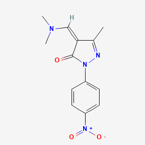 molecular formula C13H14N4O3 B2630454 4-[(dimethylamino)methylene]-5-methyl-2-(4-nitrophenyl)-2,4-dihydro-3H-pyrazol-3-one CAS No. 1164564-44-6