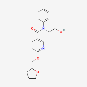 molecular formula C19H22N2O4 B2630472 N-(2-hydroxyethyl)-6-[(oxolan-2-yl)methoxy]-N-phenylpyridine-3-carboxamide CAS No. 2034300-02-0