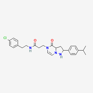 molecular formula C26H27ClN4O2 B2630474 N-[2-(4-chlorophenyl)ethyl]-3-{4-oxo-2-[4-(propan-2-yl)phenyl]-4H,5H-pyrazolo[1,5-a]pyrazin-5-yl}propanamide CAS No. 1326895-81-1