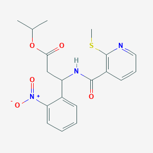 molecular formula C19H21N3O5S B2630538 Propan-2-yl 3-{[2-(methylsulfanyl)pyridin-3-yl]formamido}-3-(2-nitrophenyl)propanoate CAS No. 1090720-76-5