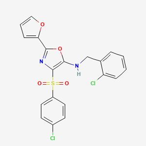 molecular formula C20H14Cl2N2O4S B2630557 4-(4-chlorobenzenesulfonyl)-N-[(2-chlorophenyl)methyl]-2-(furan-2-yl)-1,3-oxazol-5-amine CAS No. 862794-74-9