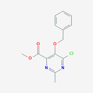 molecular formula C14H13ClN2O3 B2630612 Methyl 5-(benzyloxy)-6-chloro-2-methylpyrimidine-4-carboxylate CAS No. 2098115-11-6