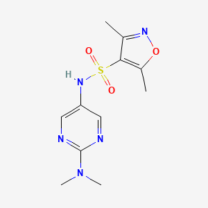 molecular formula C11H15N5O3S B2630638 N-[2-(dimethylamino)pyrimidin-5-yl]-3,5-dimethyl-1,2-oxazole-4-sulfonamide CAS No. 1396813-87-8
