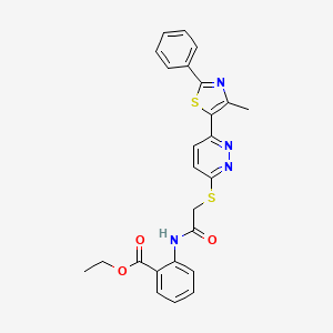 Ethyl 2-(2-((6-(4-methyl-2-phenylthiazol-5-yl)pyridazin-3-yl)thio)acetamido)benzoate