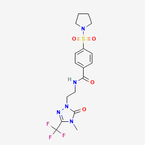 N-(2-(4-methyl-5-oxo-3-(trifluoromethyl)-4,5-dihydro-1H-1,2,4-triazol-1-yl)ethyl)-4-(pyrrolidin-1-ylsulfonyl)benzamide