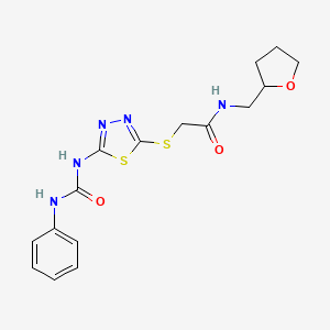 2-((5-(3-phenylureido)-1,3,4-thiadiazol-2-yl)thio)-N-((tetrahydrofuran-2-yl)methyl)acetamide