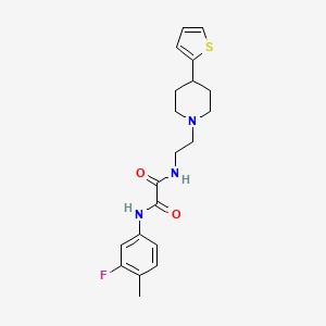 molecular formula C20H24FN3O2S B2630692 N1-(3-fluoro-4-methylphenyl)-N2-(2-(4-(thiophen-2-yl)piperidin-1-yl)ethyl)oxalamide CAS No. 1428351-75-0