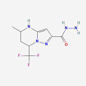molecular formula C9H12F3N5O B2630706 5-Methyl-7-(trifluoromethyl)-4,5,6,7-tetrahydropyrazolo[1,5-a]pyrimidine-2-carbohydrazide CAS No. 832739-21-6