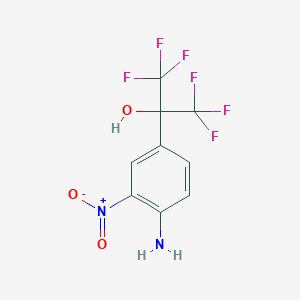 molecular formula C9H6F6N2O3 B2630725 2-(4-Amino-3-nitrophenyl)-1,1,1,3,3,3-hexafluoropropan-2-ol CAS No. 2366994-36-5