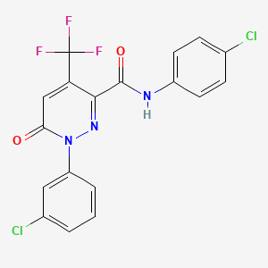 molecular formula C18H10Cl2F3N3O2 B2630736 1-(3-chlorophenyl)-N-(4-chlorophenyl)-6-oxo-4-(trifluoromethyl)pyridazine-3-carboxamide CAS No. 477859-67-9