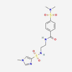 molecular formula C15H21N5O5S2 B2630752 4-(dimethylsulfamoyl)-N-[2-(1-methyl-1H-imidazole-4-sulfonamido)ethyl]benzamide CAS No. 1787916-91-9