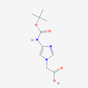 molecular formula C10H15N3O4 B2630758 2-[4-[(2-Methylpropan-2-yl)oxycarbonylamino]imidazol-1-yl]acetic acid CAS No. 2248387-94-0