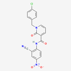 molecular formula C20H13ClN4O4 B2630788 1-(4-chlorobenzyl)-N-(2-cyano-4-nitrophenyl)-2-oxo-1,2-dihydropyridine-3-carboxamide CAS No. 941988-99-4