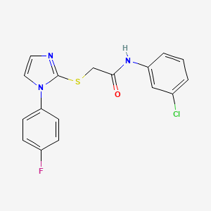 molecular formula C17H13ClFN3OS B2630809 N-(3-chlorophenyl)-2-((1-(4-fluorophenyl)-1H-imidazol-2-yl)thio)acetamide CAS No. 688336-92-7