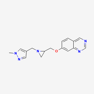 molecular formula C16H17N5O B2630815 7-[[1-[(1-Methylpyrazol-4-yl)methyl]aziridin-2-yl]methoxy]quinazoline CAS No. 2418726-99-3
