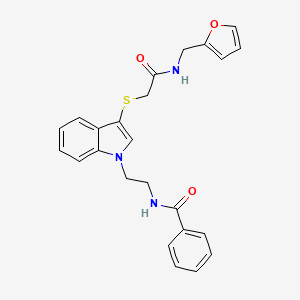 molecular formula C24H23N3O3S B2630832 N-(2-{3-[({[(furan-2-yl)methyl]carbamoyl}methyl)sulfanyl]-1H-indol-1-yl}ethyl)benzamide CAS No. 532969-80-5