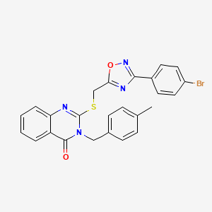 molecular formula C25H19BrN4O2S B2630853 2-(((3-(4-bromophenyl)-1,2,4-oxadiazol-5-yl)methyl)thio)-3-(4-methylbenzyl)quinazolin-4(3H)-one CAS No. 2034278-69-6