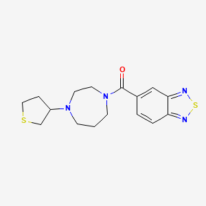 molecular formula C16H20N4OS2 B2630855 5-[4-(Thiolan-3-yl)-1,4-diazepane-1-carbonyl]-2,1,3-benzothiadiazole CAS No. 2320517-25-5
