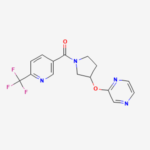 (3-(Pyrazin-2-yloxy)pyrrolidin-1-yl)(6-(trifluoromethyl)pyridin-3-yl)methanone