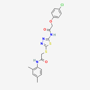 2-(4-chlorophenoxy)-N-[5-[2-(2,4-dimethylanilino)-2-oxoethyl]sulfanyl-1,3,4-thiadiazol-2-yl]acetamide