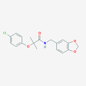 molecular formula C18H18ClNO4 B263087 N-(1,3-benzodioxol-5-ylmethyl)-2-(4-chlorophenoxy)-2-methylpropanamide 