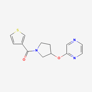 molecular formula C13H13N3O2S B2630872 2-{[1-(thiophene-3-carbonyl)pyrrolidin-3-yl]oxy}pyrazine CAS No. 2034280-44-7