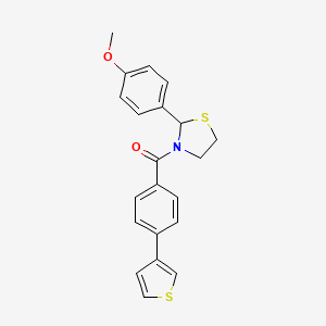 (2-(4-Methoxyphenyl)thiazolidin-3-yl)(4-(thiophen-3-yl)phenyl)methanone