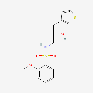 molecular formula C15H19NO4S2 B2630889 N-{2-hydroxy-2-[(thiophen-3-yl)methyl]propyl}-2-methoxybenzene-1-sulfonamide CAS No. 2097873-41-9