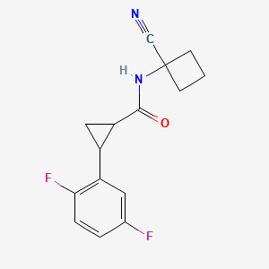 molecular formula C15H14F2N2O B2630909 N-(1-Cyanocyclobutyl)-2-(2,5-difluorophenyl)cyclopropane-1-carboxamide CAS No. 1385425-97-7