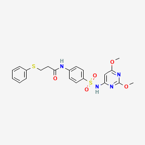 molecular formula C21H22N4O5S2 B2630917 N-{4-[(2,6-dimethoxypyrimidin-4-yl)sulfamoyl]phenyl}-3-(phenylsulfanyl)propanamide CAS No. 333747-35-6