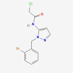 molecular formula C12H11BrClN3O B2630932 N-{1-[(2-bromophenyl)methyl]-1H-pyrazol-5-yl}-2-chloroacetamide CAS No. 1803597-20-7