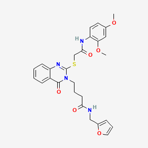 molecular formula C27H28N4O6S B2630945 4-[2-({[(2,4-dimethoxyphenyl)carbamoyl]methyl}sulfanyl)-4-oxo-3,4-dihydroquinazolin-3-yl]-N-[(furan-2-yl)methyl]butanamide CAS No. 451465-32-0