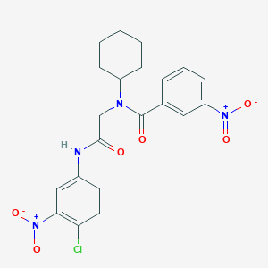 molecular formula C21H21ClN4O6 B2631004 N-[(4-Chloro-3-nitro-phenylcarbamoyl)-methyl]-N-cyclohexyl-3-nitro-benzamide CAS No. 332156-19-1