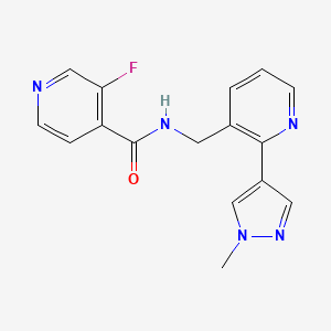 molecular formula C16H14FN5O B2631008 3-fluoro-N-((2-(1-methyl-1H-pyrazol-4-yl)pyridin-3-yl)methyl)isonicotinamide CAS No. 2034389-95-0